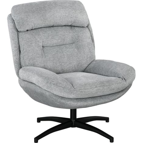 Fauteuil pivotant gris en tissu chenille déperlant avec accoudoirs intégrés pour séjour (1/5)