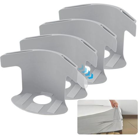 Lot de 4 Supports De Draps - Attaches de draps avec Bandes de Verrouillage pour Tous Les Matelas, Couvertures, Literie - Gris