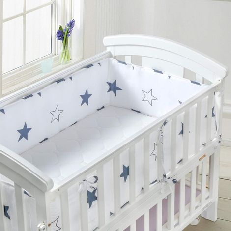 Tour de Lit de Protection pour Bébé, Protection de Tête Nid, 180x28 cm, Blanc avec Schärpen Multicolores (1/5)