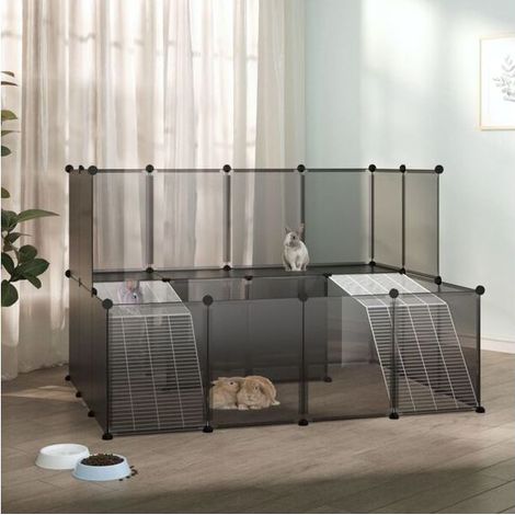 Cage Pour Animaux - 143x107x93 Cm - En Polypropylène Et Acier - Pour Chiots Chatons Lapins - 1 Pièce (1/4)