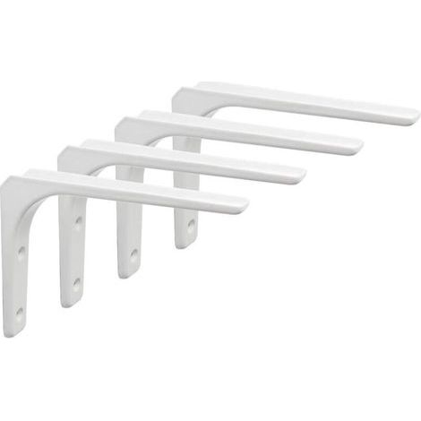 Support Etagère Murale Fixation Flottante Support, Tablette Flottante Support Flottant en Bois Dissimulé à Fixation, Equerre Charge Lourde Blanc Brillant en Métal, 4Pcs, EJR200W-4P (1/5)