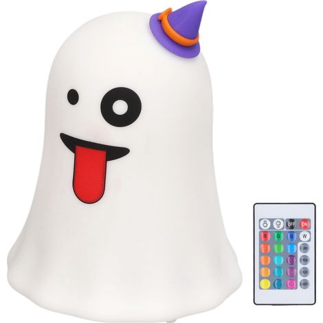 LED-Nachtlicht aus Silikon mit Berührungssensor, 7 wechselnde Farben, USB-aufladbar, Geisterlicht mit Fernbedienung für Halloween (1/5)