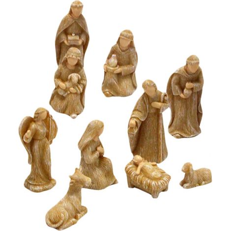 Ensemble de Figurines Crèche Noël, 10 Pièces Résine, Décoration Religieuse Nativity Scene, Hauteur 6cm (1/2)