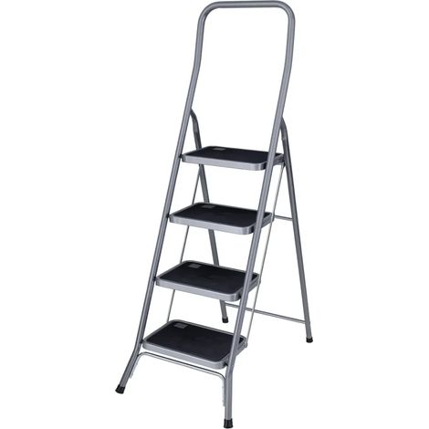 Scaletta Acciaio Facal 4 Gradini Antiscivolo Pieghevole Tasto Sicurezza (1/4)
