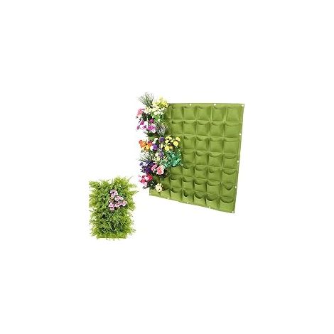 72 Poches Sacs à Planter Suspendus, Sacs à Cultiver Plante Murale Verticale Suspendue, Sac de Jardinage Herbes Intérieur Extérieur, Conteneur de Fleurs de Jardin Vertical (1m×1m, Noir) (1/4)