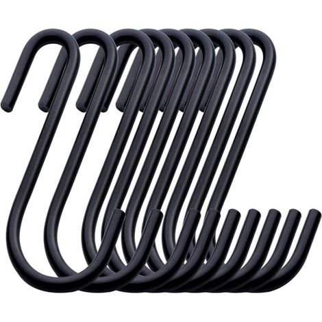 Crochets de Suspension,32 Crochets en S Acier Inoxydable de 6cm Forme de S Crochets en Métal,Crochet Noir S Multifonctions, Double Crochet Cuisine pour Suspension Accroche Ustensiles de Cuisine (1/5)