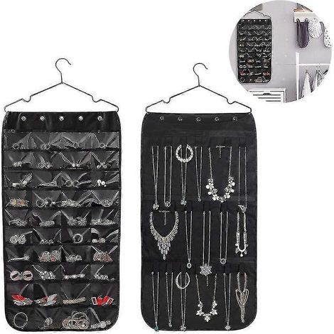 Hängender Schmuckorganizer, doppelseitig, mit 40 Taschen und 20 Klettverschlüssen (1/4)