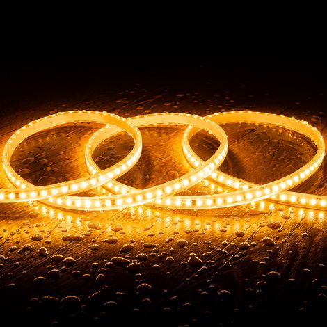 LED-Streifen Dimmbar 220V SMD Selbstgleichrichtend 120 LED/m 10W/m 1000lm/m Breite 12mm Schnitt 10cm IP65 nach Maß 2700K Warmweiß 1 m (1/4)