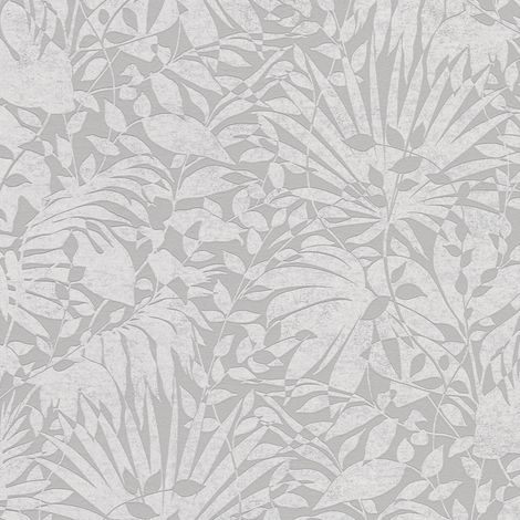 Exclusive luxury wallpaper wall Profhome 388312 non-woven wallpaper textured with floral ornaments and metallic effect grey silver white 5.33 m2