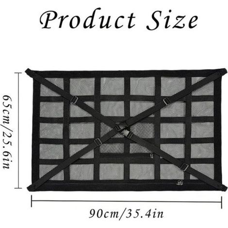 Filet de Rangement, Filet de rangement respirant pour toit de voiture, 90 × 65cm Filet de Rangement Toit et 2 Poches Zippées (1/5)