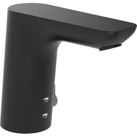 HANSA Grifo de lavabo HANSALIGNA 0615 6 V, Bluetooth alcance 110 mm DN15 Negro mate, 0615221933