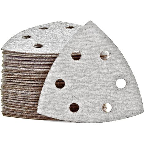 MioTools Shark Klett-Schleifblätter, 93 mm, 6-Loch, f. Deltaschleifer, Normalkorund (50 Stk.) K400