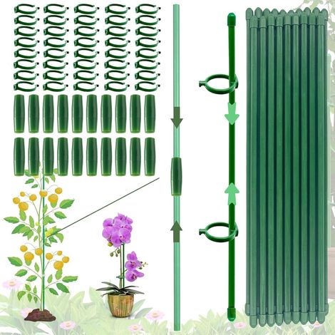(120PCS) Tuteur Plante Intérieur, Tuteur Orchidée, 20 Tuteurs Fleur Intérieur, 40 Mousquetons, 20 Tubes d'Extension, Tuteur Plante Intérieure, Tomates, Orchidées (1/5)