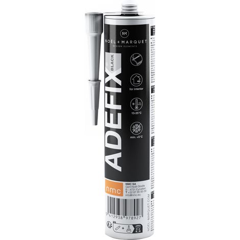 Montagekleber für Stuckprofile NMC ADEFIX BLACK Noel Marquet wasserbasierter Acrylkleber für Innenmontage und Stoßstellen mit Spachteleigenschaft schwarz 310 ml