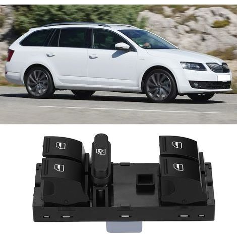 Interrupteur Maître Électrique Vitre pour Skoda Fabia Octavia SuperB - 1Z0 959 858B (Noir, ABS) (1/5)
