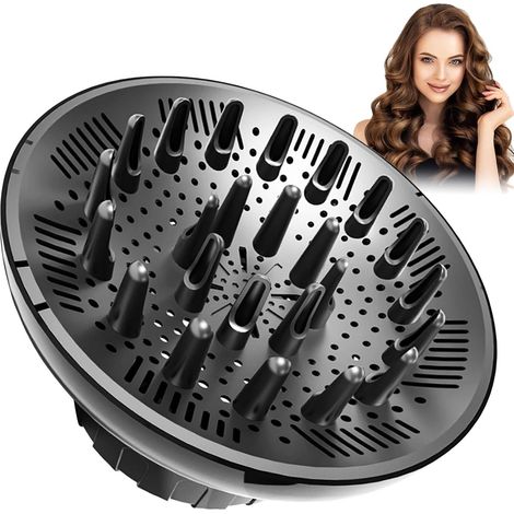 Embout Diffuseur Universel Noir pour Sèche-Cheveux, Accessoire Anti-Frisottis pour Cheveux Bouclés, Compatible Diamètre 3,5 à 6,6 cm (1/5)