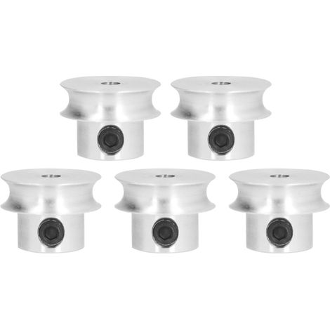 Lot de 5 poulies rondes fixes à vis, rainure en V durable, alésage 16mm pour courroie ronde, transmission fiable (ouverture 6mm) (1/5)