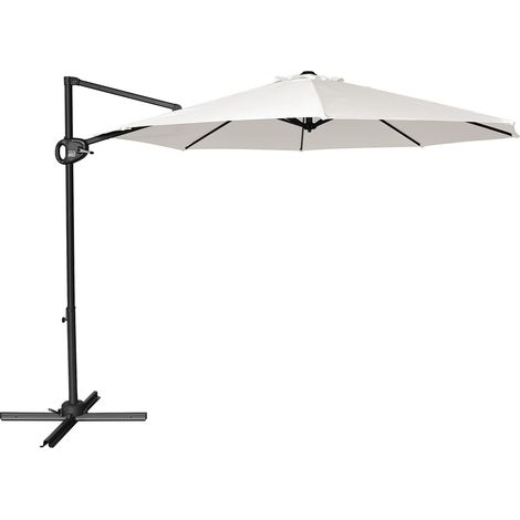 Axi Solea Parasol Déporté Rond Ø 300 Cm, Anthracite/Beige  Parasol De Jardin / Terrasse, Toile Anti-Uv, Indice Upf 30+  Pied En Croix Et Housse De Protection Inclus  Inclinabl, Pivotant À 360°