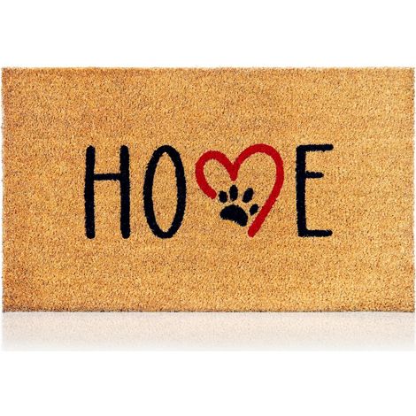 Fußmatte mit Hundepfotenabdruck, Kokosfaser, 70 x 40 cm, rutschfestes PVC, für Hauseingang, Flur, minimalistisches Design