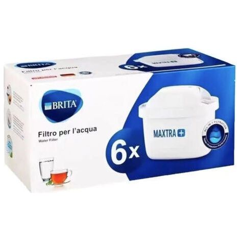 Cartouches filtrantes universelles BRITA MAXTRA+, lot de 6 – Compatibles avec toutes les carafes filtrantes BRITA, technologie MicroFlow, réduction du calcaire et du chlore