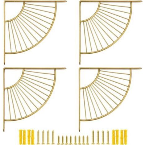 Lot de 4 petits supports d'étagère décoratifs en laiton de 15,2 cm, décoration murale dorée, support d'étagère moderne de 15 cm pour étagères flottantes à faire soi-même, doré