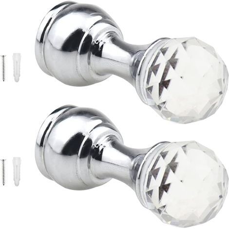 Crochet Accroche Serviette Salle de Bain Patere Murale 2pcs Crochet Porte Manteau Visser Attrait du Concepteur Tête de Cristal 50mm (1/5)