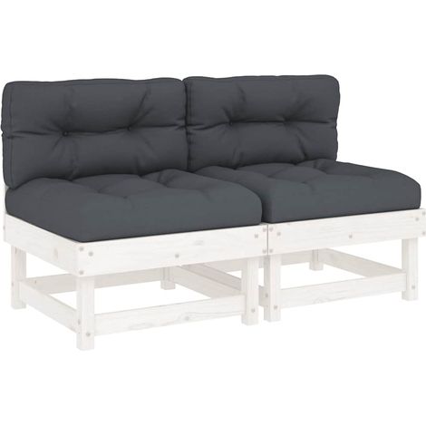 Maison Exclusive - Divani Centrali con Cuscini 2 pz Legno Massello di Pino Bianco (1/5)