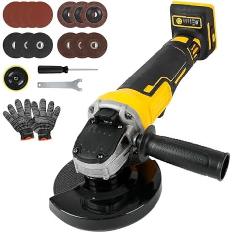 Meuleuse d'angle sans fil pour Dewalt 18V 20V, 125mm 8500RPM sans balais électrique 3 vitesses outil électrique pour bois plastique métal coupe meulage polissage (SANS BATTERIE) (1/5)