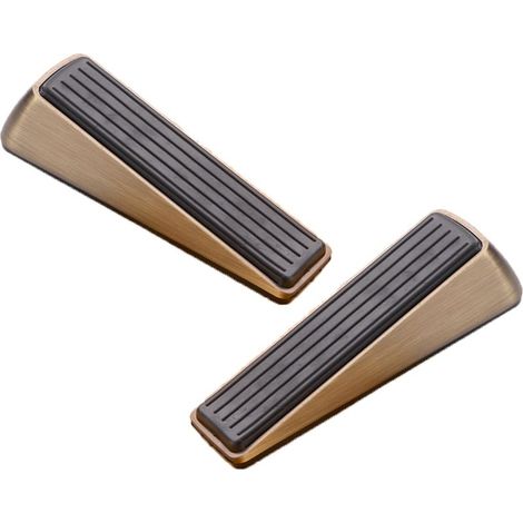 Door Stop, Bronze, 2 Pieces Door Block, Floor Door Stop, Heavy Duty Zinc and Rubber Door Wedge, for Bathroom, Kitchen, Children's Room Door and Office (1/3)