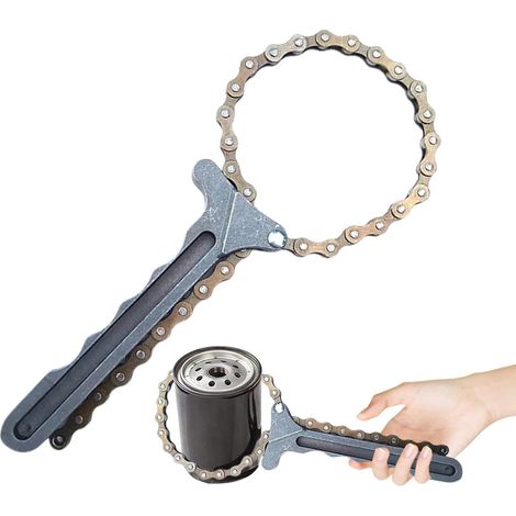 Clé à chaîne pour filtre à huile, outil pour enlever le filtre à huile de chaîne - Clé à chaîne robuste en acier au carbone pour filtre à huile, chaîne à cliquet réglable, outil de réparation (1/5)