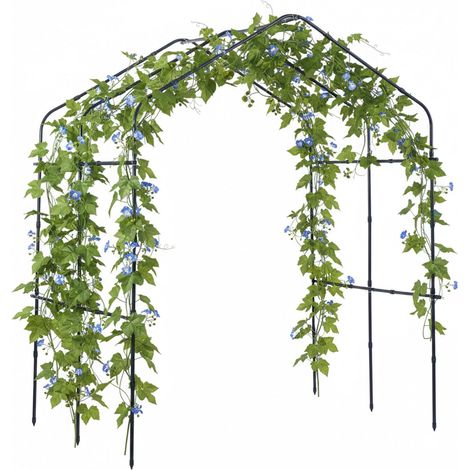 Relaxdays griglia per piante rampicanti, metallo antiruggine con rete e accessori, HxLxP: 240x190x180 cm, ortaggi, nero