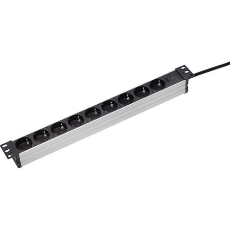 9-fach Steckdosenleiste RACK 3m 230V für 19" Netzwerkschrank IP20 (1/2)