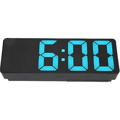 Réveil numérique LED, à piles, horloge miroir USB avec grands chiffres bleus et affichage de la température pour la chambre, horloge numérique