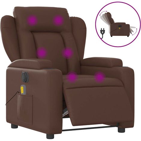 Maison Exclusive - Massagesessel Elektrisch Braun Kunstleder