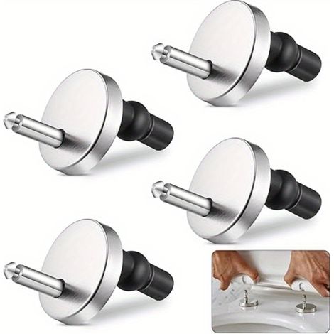 Kit de boulons universel pour siège de toilette (4 unités), vis à déverrouillage rapide et facile à installer, pièces de rechange pour siège de toilette, vis en acier inoxydable QQ (1/5)