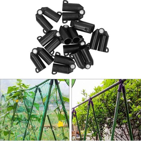 Attache Connecteur pour Tuteurs de Plantes Jardinerie, BFork Joint, B‑Type, PP Vert, Diamètre 16mm, 10 Pièces (1/5)