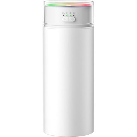 Mini humidificateur – 500 ml – Double buse – Lumière – Blanc – Voiture, bureau, chambre (1/5)