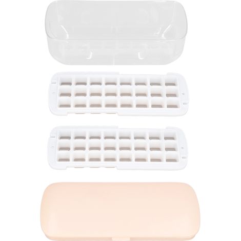 Moule à glaçons en silicone, modèle carré à pression, fond souple, 2 compartiments, 48 alvéoles, rose (1/5)