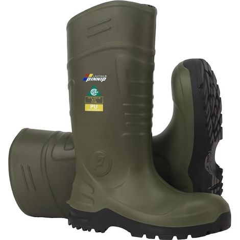 Bottes de travail en caoutchouc PU pour homme avec embout en acier et semelle en acier – Imperméables, antidérapantes, bottes de pluie et de boue, résistantes à l'acide et (1/5)