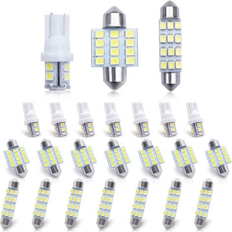 Lot de 24 ampoules LED blanches pour éclairage intérieur de voiture, plafonnier, coffre et plaque d'immatriculation (1/5)