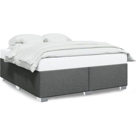 Lit double Lit adulte Cadre de lit sans matelas gris foncé 180x200 cm tissu (1/5)