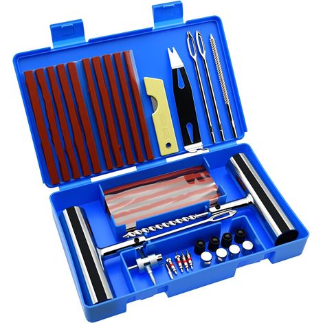 Kit de réparation de pneus universel 58 pièces, kit de réparation robuste pour pneus crevés, outils universels pour réparer les crevaisons et les pneus à plat. (1/5)