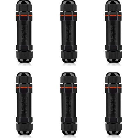 Wasserdichte Kabelverbinder, IP68-Außenanschlussdose, wasserdichter elektrischer Verbinder (6er-Pack), 3-adriger wasserdichter elektrischer Verbinder für Kabel mit 6–12 mm Durchmesser
