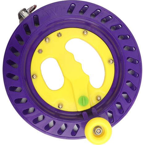 Bobine de 22 cm en plastique durable pour ligne de cerf-volant, avec porte-bobine et outil d'enroulement (violet) (1/5)