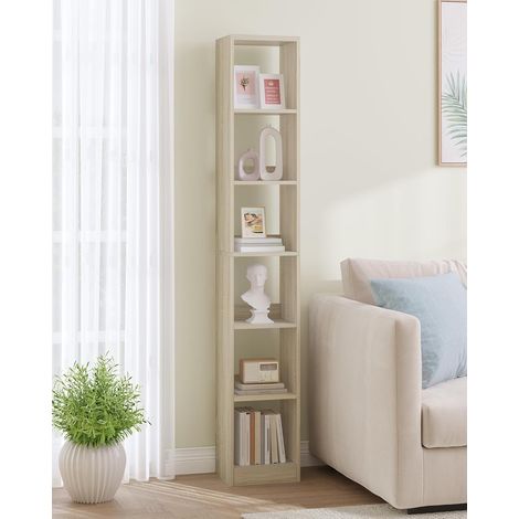 Libreria a 6 Ripiani, Scaffale Libreria, per Soggiorno Studio Ufficio Camera da Letto, Colore Rovere (1/5)