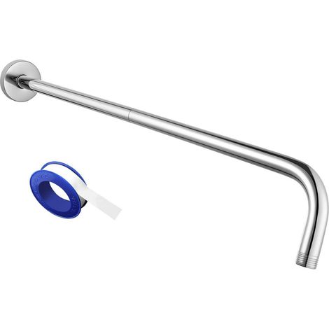 Duscharm Verlängerung 61cm Edelstahl mit Flansch und Teflonband, Wandmontage, Chrom (1/5)