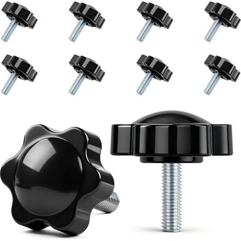 Lot de 10 vis à poignée étoile - Vis moletées M6 x 20 mm - Vis avec poignée - Vis à tête étoile - Écrou à poignée étoile - Pour machine-outils, machines de serrage (1/5)