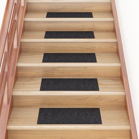 Tapis d'escalier autocollants Rectangulaire 15 pcs,Marchettes d'escalier,Protections d'escalier 60x25cm Noir DVNEI976518 (1/5)