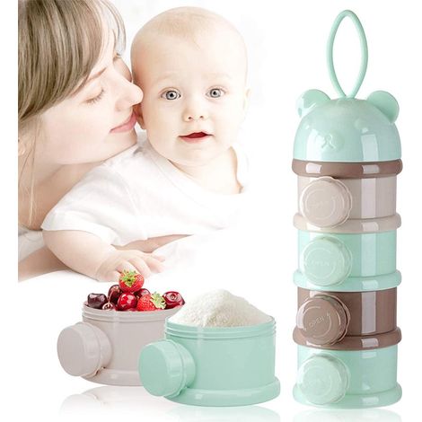 Distributeur de Lait en Poudre 4 Étages Portable, Boîte de Stockage pour Nourriture Bébé Voyage (1/5)