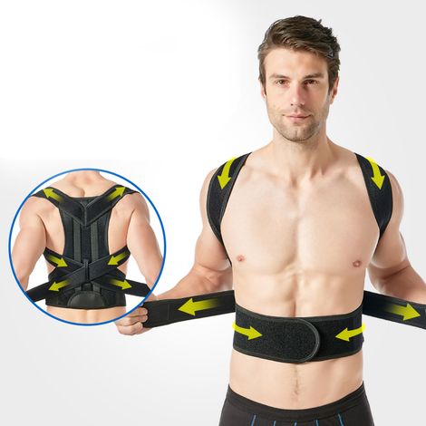 Correcteur de posture en nylon résistant, bande adhésive respirante anti-voûte dorsale, ceinture de maintien pour étudiants et adultes, taille S. (1/4)